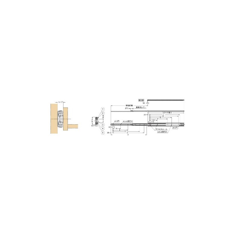 スガツネ工業 スライドレール C3273PO プッシュオープン機構付 1本入(片側) C3273PO-30