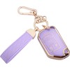 Seedwee for Jeep Fob Cover, Soft TPU Keys Protector Bling Key Fob Keychain for Jeep Wrangler JLU JL Gladiator Rubicon JT Car Flip Key, Gold Purple