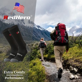 RedHero Men's Merino Wool Cushion Crew Socks for Outdoor Hiking Trekking Hike Soft Cozy Thermal Fit Moisture Control (Mixcolor1 XL)