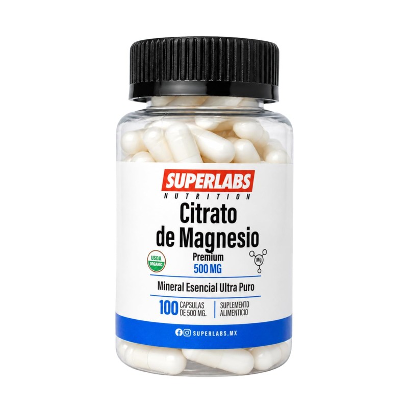 SUPERLABS NUTRITION CITRATO DE MAGNESIO 500MG 100 CAPSULAS