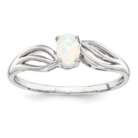 Diamond2Deal 925 Sterling Silver Created Opal Solitaire Engagement Ring Size 5