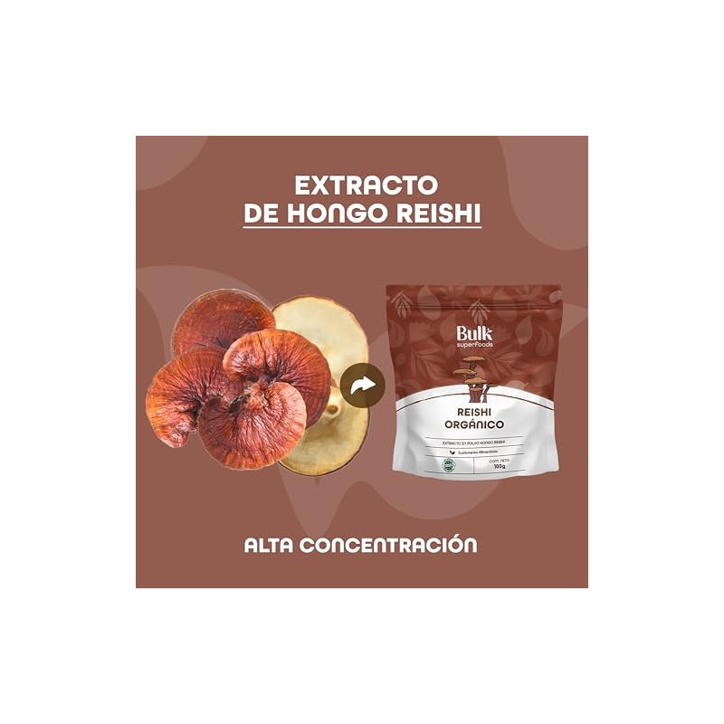 BULK SUPERFOODS Extracto de Reishi Orgánico en Polvo Adaptógeno