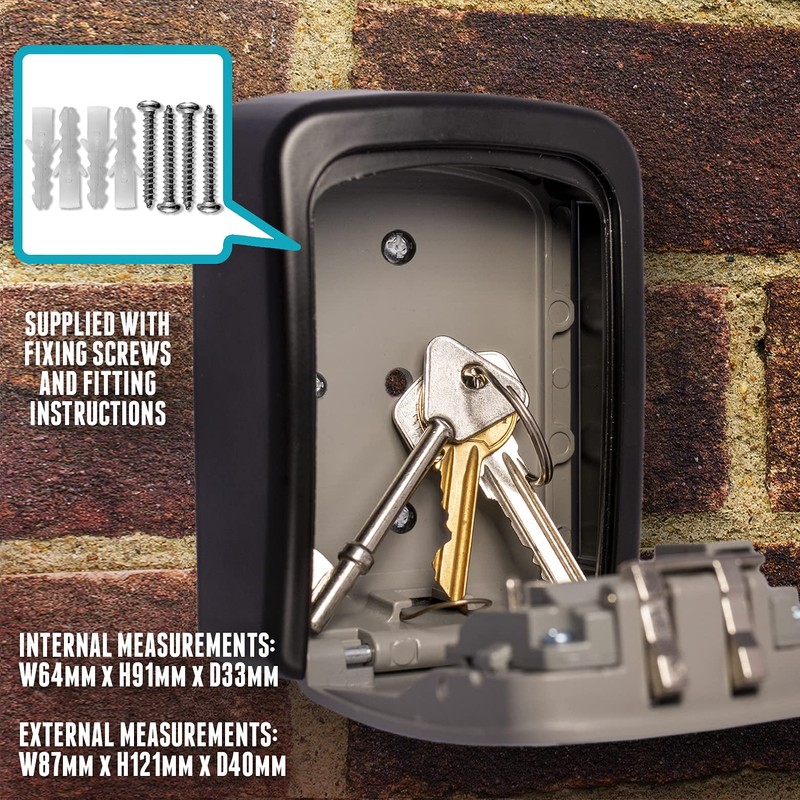 Medium Size Wall Mounted Key Safe 4 Wheel Combination Key