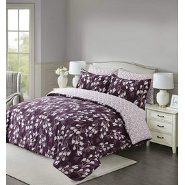 Indus Textiles Duvet Quilt Cover Bed Sets Reversible Patterned Soft and Smooth Easy Care - Spring Purple - Single