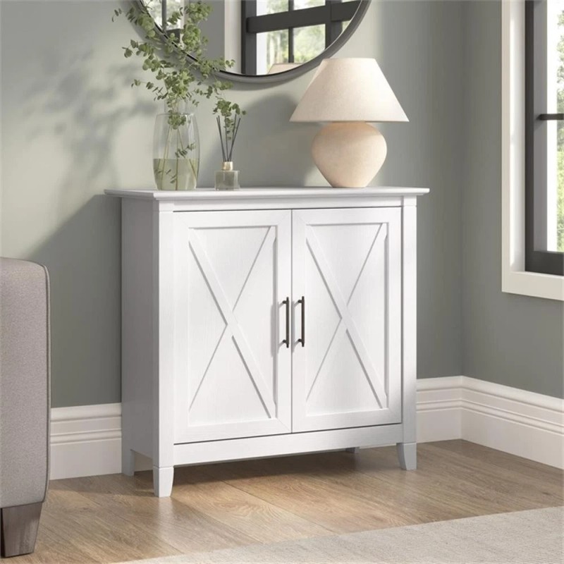 Bush Key West Small Storage Cabinet with Doors in Pure