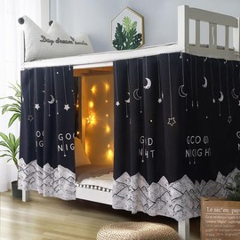 ITODA Bottom Bunk Bed Curtains Blackout Bed Drapes Single Bed Tent Curtain Dustproof Dormitory Bed Canopy Students Shading Bedding for Single Sleeper Loft Bed