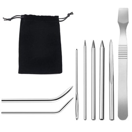 YuCool 8 Pieces Paracord FID Lacing Pins Stainless Steel Sewing Kit with Smoothing Tool for Paracord Bracelets and Leather Weaving, 8 Sizes, Silver