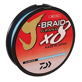 Daiwa, J-Braid x8 Grand Braided Line, 150 Yards, 30 lb Tested.011" Diameter, Island Blue (JBGD8U30-150IB)
