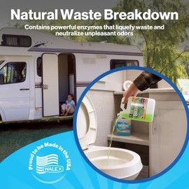 Walex Bio-Fresh Liquid Enzyme Holding Tank Treatment for RV, Camper & Marine - Black Water Tank Deodorizer, Liquifies Waste & Toilet Paper, Septic Tank Safe, Biocide-Free, Alpine Fresh, 32oz