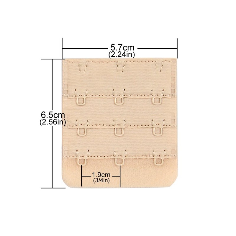 Closecret Women Beige Bra Extender 3 Hook Brassiere Straps Extension