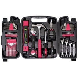 Apollo Tools DT9408P 53 Piece Household Tool Set with Wrenches, Precision Screwdriver Set and Most Reached for Hand Tools, Pink, One Size