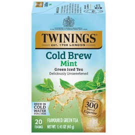 Twinings Mint Green Cold Brew Iced Tea Bags, 20 Count (Pack of 1), Unsweetened Flavoured Green Tea, Caffeinated, 20 Teabags