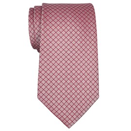 Retreez Check Textured Woven Microfiber Men's Tie Necktie - Red
