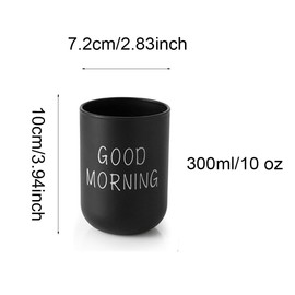 RabyLeo Simple Washing Cup for Home Bathroom Brush Teeth Gargle Print Frosted Texture Water Cup Home Use (Black and White)