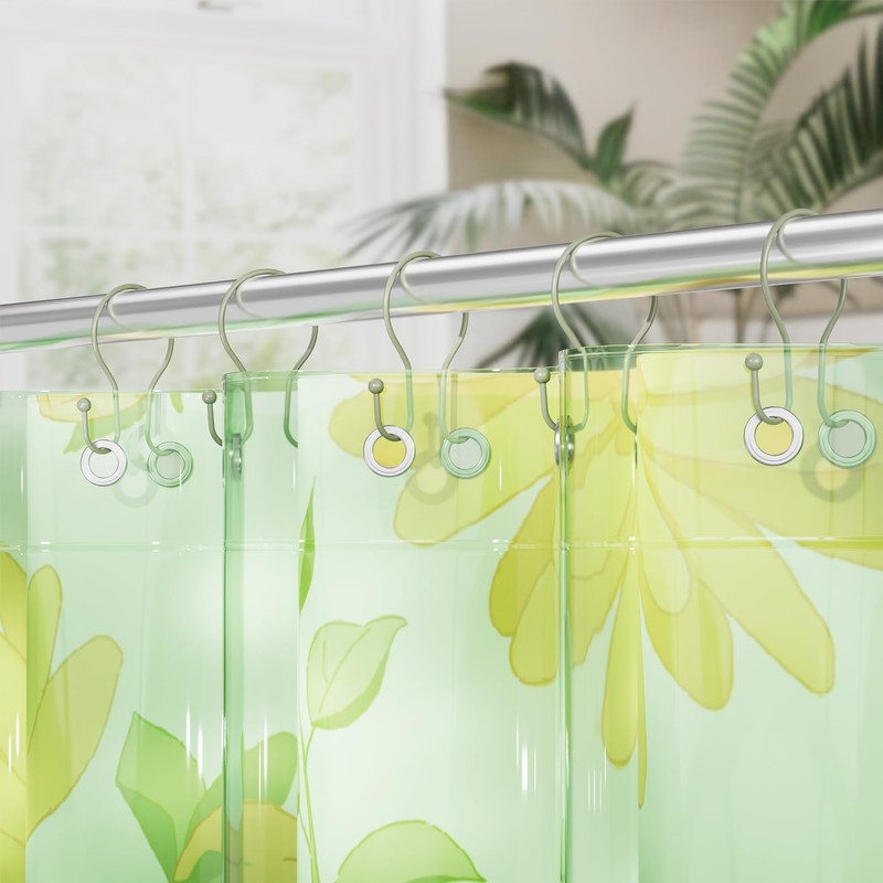 AmazerBath Shower Curtain Hooks Sage Green Shower Curtain Rings, Simple