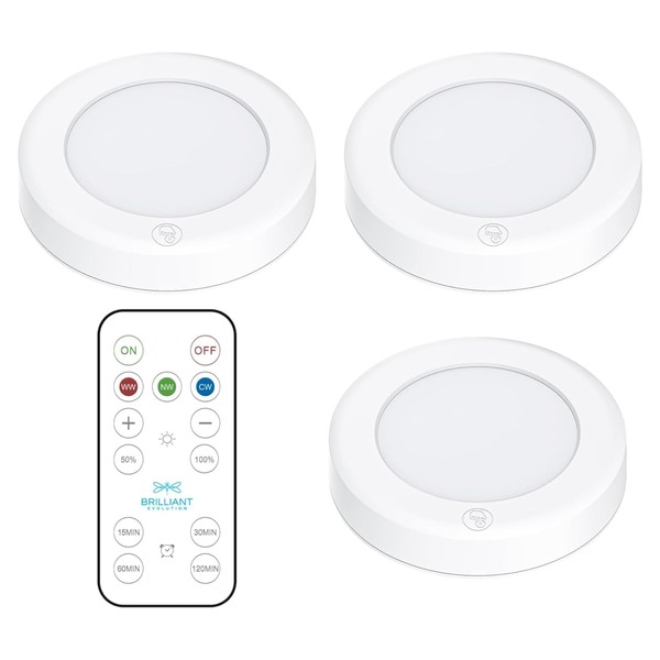 Brilliant Evolution Wireless LED Puck Light 3 Pack | Works