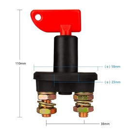Corta Corriente para Auto, Interruptor de Desconexión de Batería, Interruptor de Apagado de Batería de 12/24 V, Interruptor Aislador para Barco Marino, Coche, RV, ATV, Camión, con Llave y Cubierta