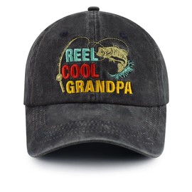 Grandpa Gifts for Men, Birthday Gifts for Dad, Funny New Grandfather Fishing Baseball Cap, Fathers Day Christmas Retirement Hat for Papa Dad Fisherman Black