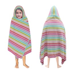 ORIGINAL KIDS Hooded Bath Towel Wrap - 100% Cotton Terry Large Oversized Hooded Kids Towel - Toddler Shower Pool Beach Towel - Super Soft Plush Absorbent Quick Dry Easy Care Gift - 30x60 - Pink Multi