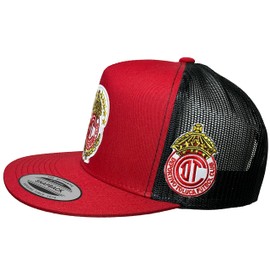 Mexico Club Deportivo Toluca Soccer HAT RED Black MESH 2 Logos