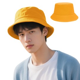Formemory Bucket Hat, Men's, Women's, Kids' Hat, Unisex, Safari Hat, Foldable, Fashionable, Sun Protection, UV Protection, Lightweight, Solid, Summer, 14 Colors, yellow, Free size