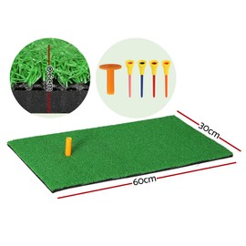 Everfit Golf Hitting Mat, 60 x 30cm Green Golfs Practice Driving Range Mats Training Equipment for Outdoor Indoor Garden, Foldable Portable Non-Slip Base Wear-Resistant Backing 0.5kg