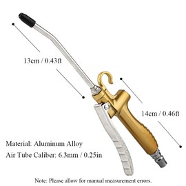TopHomer Industrial Air Blow Gun with Spring Tube, Adjustable Pneumatic Air Compressor Accessory Tool Dust Cleaning and Blower Gun