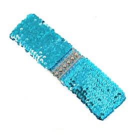 Cadoline Women Sequin Elastic Stretch Wide Narrow Belt Waist Band Corset Sequin Women, turquoise