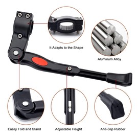 UHACKER Adjustable Bike Kickstand Aluminum Rear Side Bicycle Stand for Bike 22"-26"