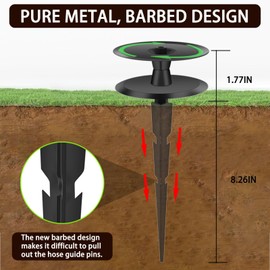 2PCS Metal Garden Hose Guide Spike, Hose Guides for Garden Heavy Duty, Cast Iron Garden Hose Guides for Outside, Rustproof Coated Hose Guide Stakes for Lawn & Yard, Plant & Flower Bed Protection