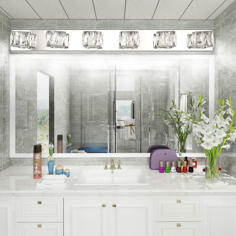 Aipsun 6 Lights 41in Crystal Vanity Lights Over Mirror Long
