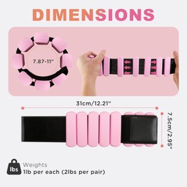 Rnnwolf Adjustable Wrist Ankle Weights 2lbs/Pair Men Women Silicone Wrist&Ankle Free Weight Bangle for Yoga Pilates Walking Running Fitness Strength Training