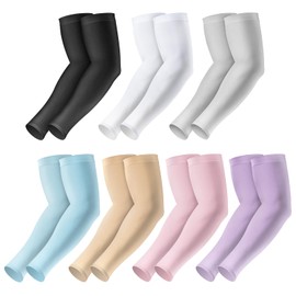 Amengsen Arm Sleeves Cooling UPF 50+, Compression Sun Protection Arm Sleeves, Elastic, Breathable, Non-Slip, No Fading, Pilling Resistant, Arm Warmers for Outdoor Sports(Multi Color 7pairs)