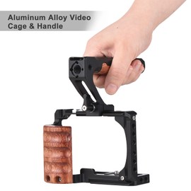 deico Jaula para cámara + Kit de manija Superior Jaula de Video de aleación de Aluminio con Montura de Zapata fría Reemplazo de roscas de 1/4 Pulgada y 3/8 Pulgada para cámara Sony ZV-E10