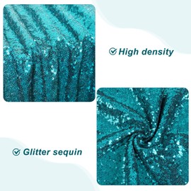 PartyDelight Teal Sequin Tablecloth Rectangle 60x102 Shimmer Table Cloths Sparkle Glitter Decorations