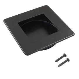 Jiozermi 2 Pack 2-3/4 Inch Black Square Recessed Pulls, Finger Flush Handles for Pocket Door Barn Door Cabinet Door Sliding Closet