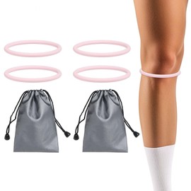 YELARXI Patella Band Silicone Knee Band, Patellar Tendon Support Strap with Storage Bag Fit for Knee Pain Ease Basketball Running Hiking Soccer Sports - (2 Set, Pink)