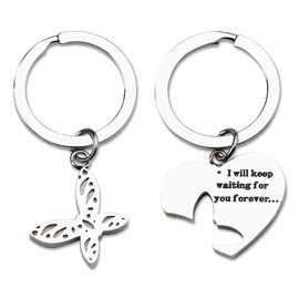 Couple Matching Keychains for Boyfriend Girlfriend Valentines Day Gifts for Husband Wife Butterfly Heart Keychain for Couples Anniversary Birthday Gift for Gf Bf Long Distance Gifts for Her Him