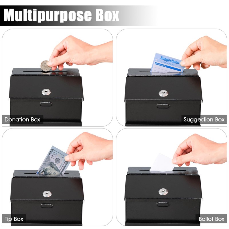KYODOLED Suggestion Box with Lock and Slot, Metal Wall Mounted