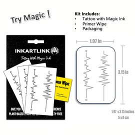INKARTLINK Semi Permanent Tattoos, 3 Sheets of Small Temporary Tattoos, Adult Art Designs, Party Favors, Waterproof, Realistic, No Adhesive, No Reflective, Lasts 1-2 Weeks (Heartbeat)