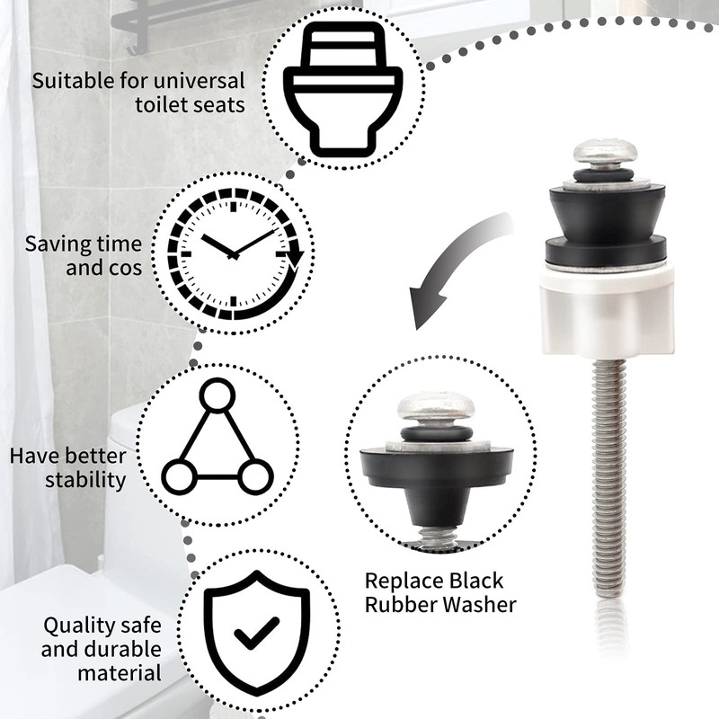 Universal Toilet Seat Hinge Bolts Kit, Heavy Duty Toilet Bolts,