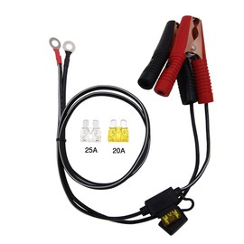 SCCKE 3ft / 0.92m 14 AWG Extension Cord Eyelet Terminal with Battery Clamp 12V/ 24V Battery Clip-On For High-power inverter,boat,RV battery,air pump,car fridge,car cooler,cart fan and other device