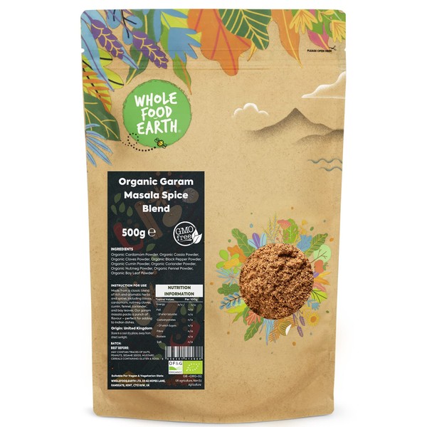 Whole Food Earth® - Organic Garam Masala Spice Blend 500 g | GMO Free | Certified Organic
