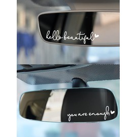 APPFULL White Rearview Mirror Vinyl Decal Sticker, Hello Beautiful You're Enough Decal, Water Bottle Sticker, Car Windshield, Rear View Mirror, Mirror, Laptop Sticker, Affirmation Sticker