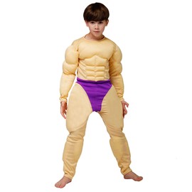 DSplay Boy's Muscle Suit Costume Weightlifter Jumpsuit (7-9Y)