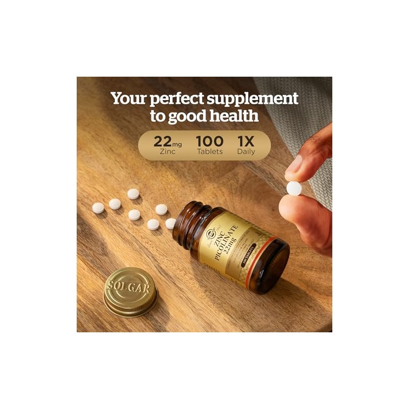 Solgar Zinc Picolinate 22 mg - 100 Vegan Tablets