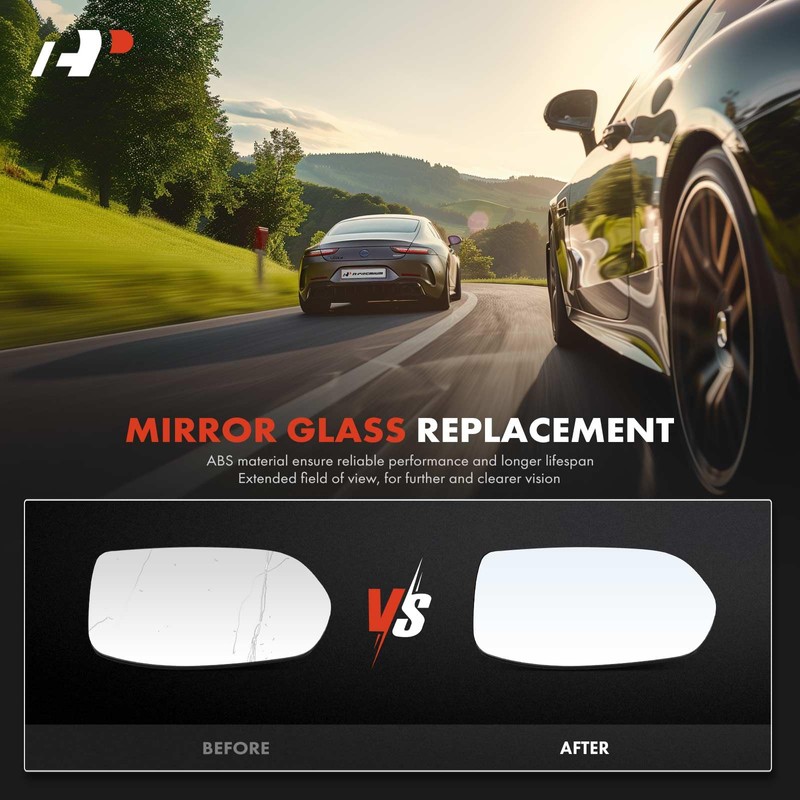 A-Premium Right Passenger Side Heated Mirror Glass with Backing Plate