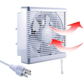 SAILFLO 6 Inch Small Window Shutter Exhaust Fan, 7.7 x 7.7 Inch Cutout, 145CFM 25W Wall-Mounted Ventilation Fan Air Extractor for Bathroom Home Bedroom Attic, φ6 Inch Impeller