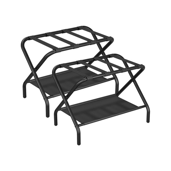 Smuxee Black Luggage Rack Pack of 2, Foldable Suitcase Stand
