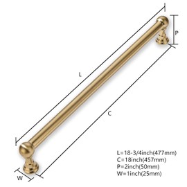 CABDM 1 Pack Appliance Pull 18 Inch Solid Kitchen Cabinet Handles Champagne Bronze Cabinet Pulls Modern Satin Brass Drawer Pulls Cabinet Hardware Kitchen Handles for Cabinets Cupboard Handles